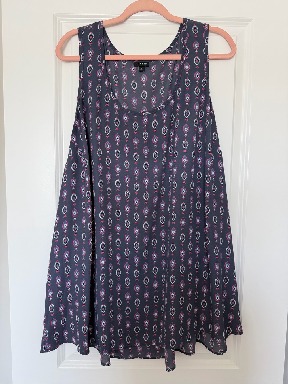 Torrid Navy & Pink Sleeveless Printed Swing Tunic